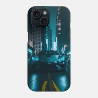 Chicago Night Ride Teal Sports Car Phone Case