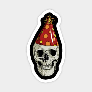 Skull Wearing Party Hat Magnet