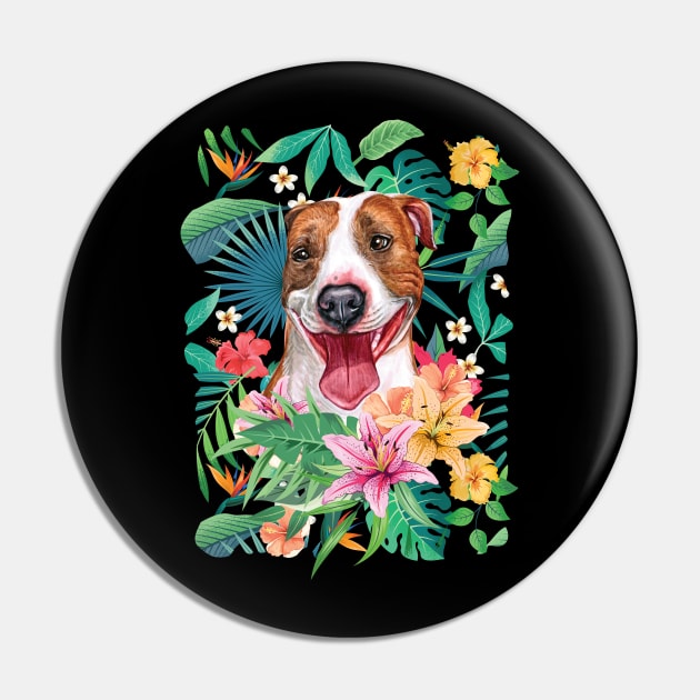 Tropical Red Pit Bull Pitbull 3 Pin by LulululuPainting