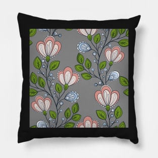 Spring Pattern with Vintage Floral Motifs Pillow