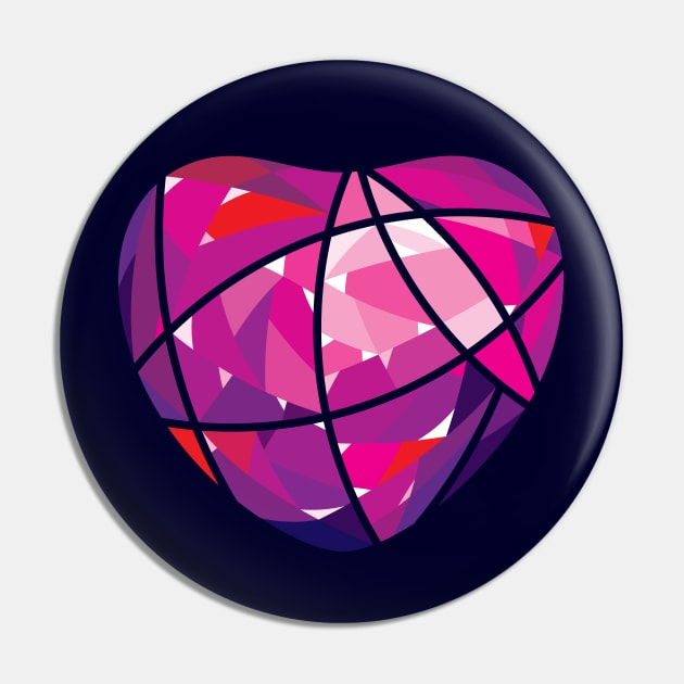 Pink Heart Diamond Crystal Pin by GeeTee