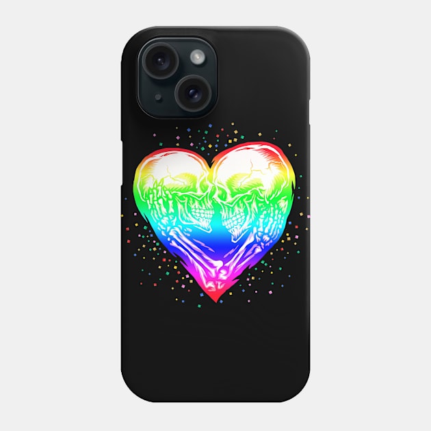 LGBT Skeleton Skull Rainbow Pride Heart Phone Case by voidea