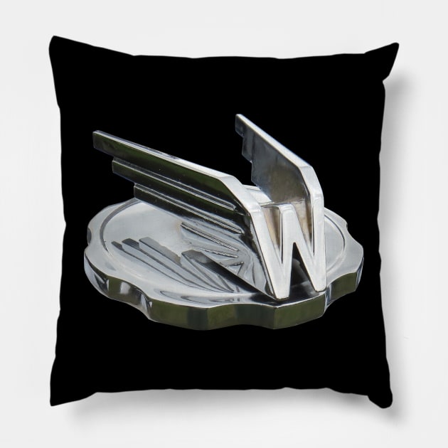 Wolseley 1930s British classic car "Flying W" badge photo Pillow by soitwouldseem