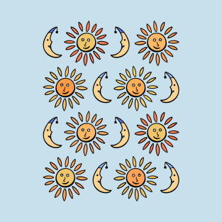 Cute Sun and Moon Pattern T-Shirt