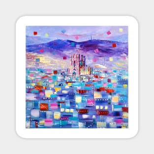 Night Lights Of Barcelona Magnet