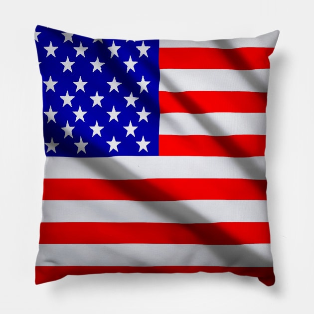 American USA flag. The flag flutters in waves Pillow by EvgeniiV