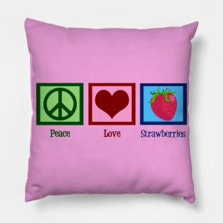 Peace Love Strawberries Pillow