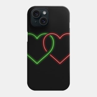 Valentine Interlocking 2 - Tone Neon Sweetheart Hearts on Black Phone Case