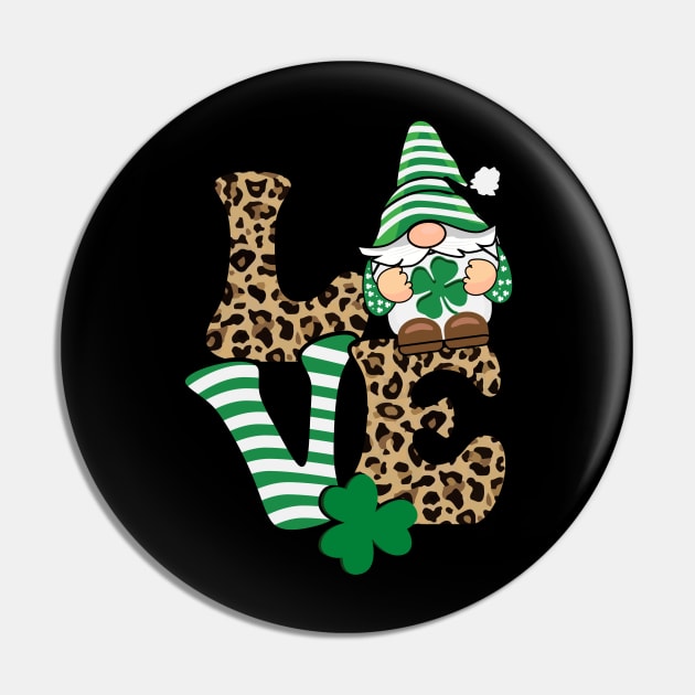 Love St. Patrick's Day Gnome Leopard Print Pin by jackofdreams22