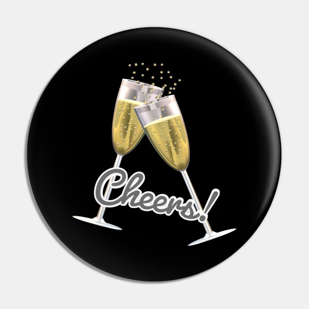 Cheers! Wine Flutes with Bubbly Pin by Art By LM Designs 