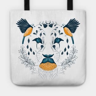 Leopard Face Symmetrical Design Combining Flora and Fauna Tote