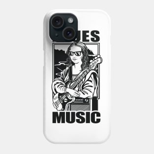 Blues Music - Mona Lisa with Guitar and Amplifier Phone Case