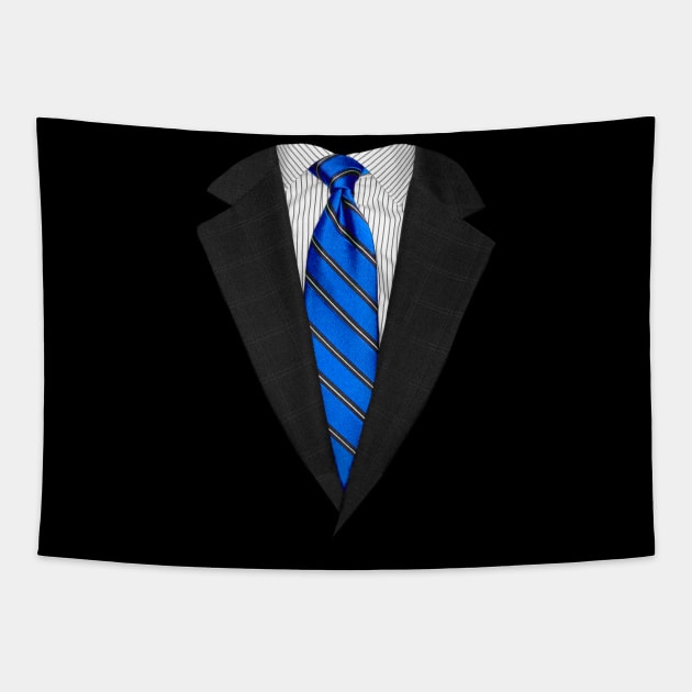 Blue Suit Up! Realistic Suit and Tie Casual Graphic for Zoom Tapestry by ChattanoogaTshirt