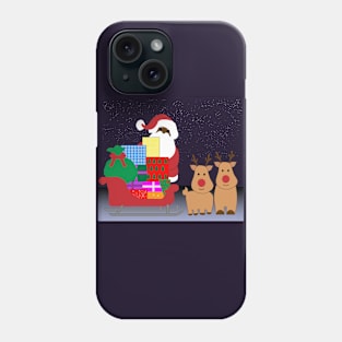 sleigh black santaclaus christmas reindeer Phone Case