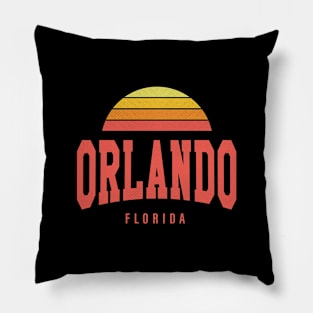 Orlando, Florida - FL, Retro Sunrise/Sunset Pillow