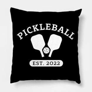 Pickleball white text. Pillow