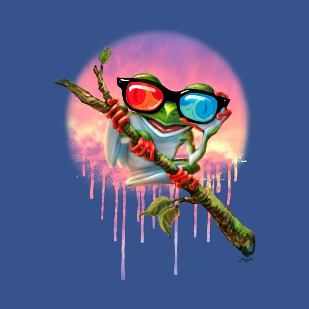 Cute Tree Froggy with 3D Glasses Hanging Out by Mudge