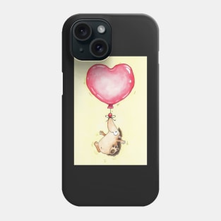 Cute Watercolor Hedgehog Heart Balloon Phone Case