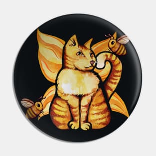 Fairy Kitty Cat and Bees Pin