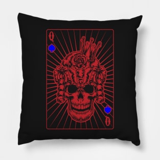 Queen of Spades Red Skull Pillow