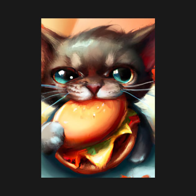 Cat eating Burger by maxcode