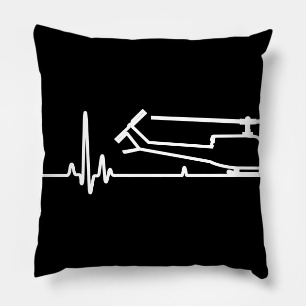 White UH-1 Huey Helicopter Heartbeat Pulse Pillow by NorseTech