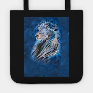 BLUE AFGHAN HOUND. Repeat pattern. Tote