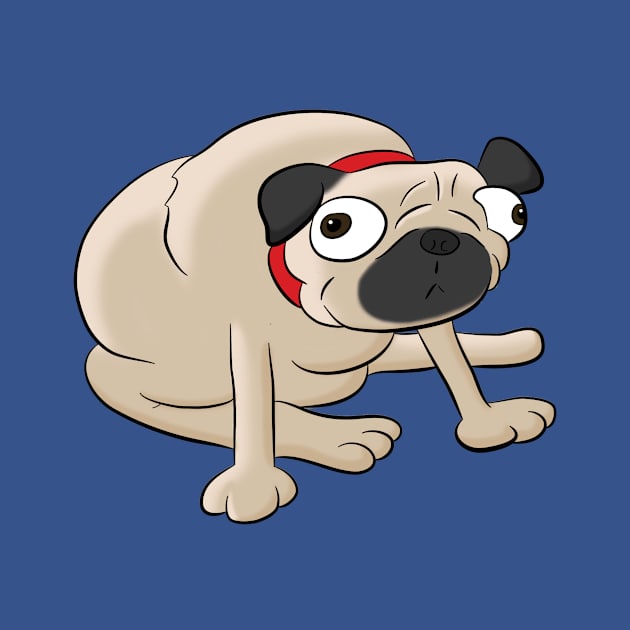 Cute Cartoon Pug by rideawavedesign