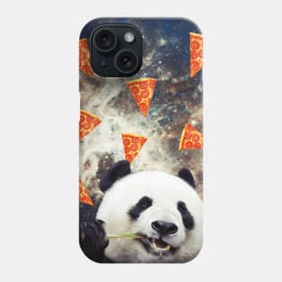 Panda in flying pizza space Phone Case