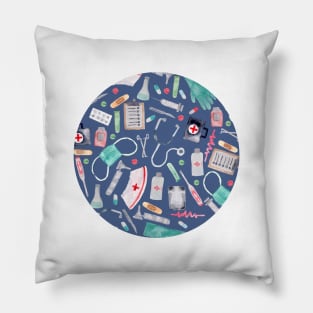 Medical Pattern | Doctor | Nurse | Watercolor | Navy Texture Pillow