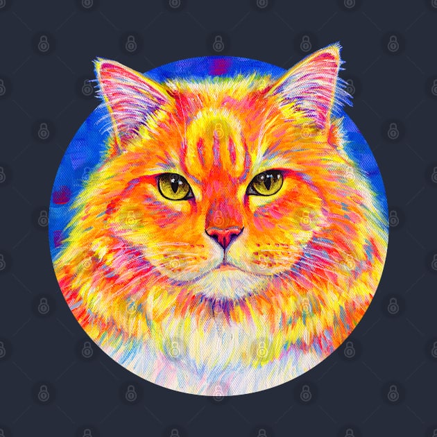 Colorful Orange Tabby Cat by rebeccawangart