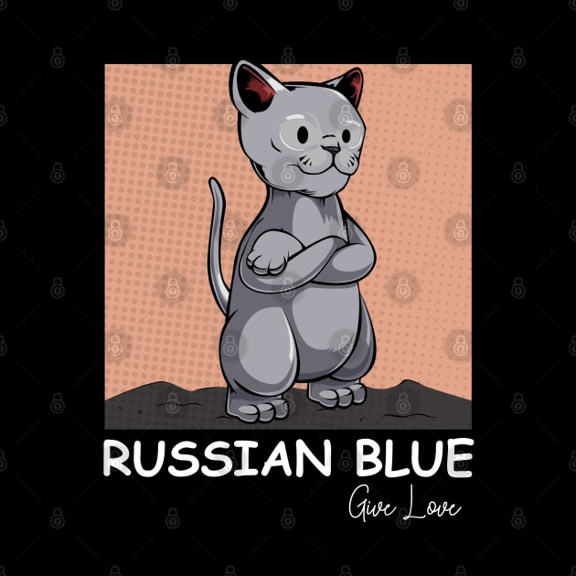 Russian Blue - Cute Cartoon Cat Comic Cats by Lumio Gifts