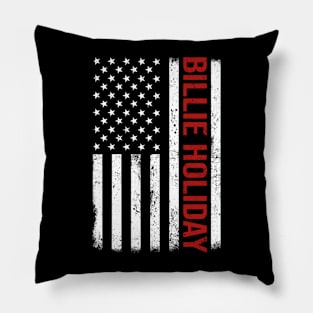 Graphic Billie Holiday Proud Name US American Flag Birthday Gift Pillow