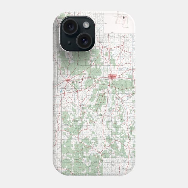 Old Bienville National Forest Map (1964) Vintage Mississippi Woodlands Reserve Atlas Phone Case by Bravuramedia