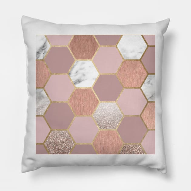 Indulgent desires rose gold marble Pillow by marbleco