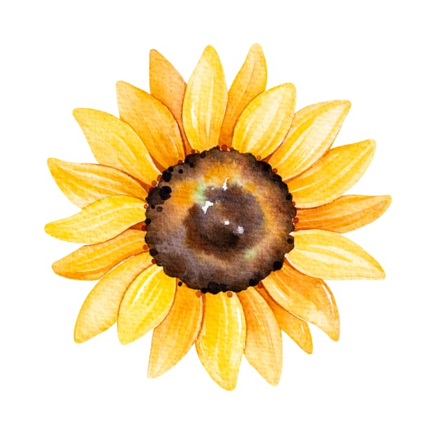 Watercolor sunflowers, hand painted yellow flower by SouthPrints