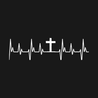 Heartbeat Cross, I love Jesus Christ T-Shirt