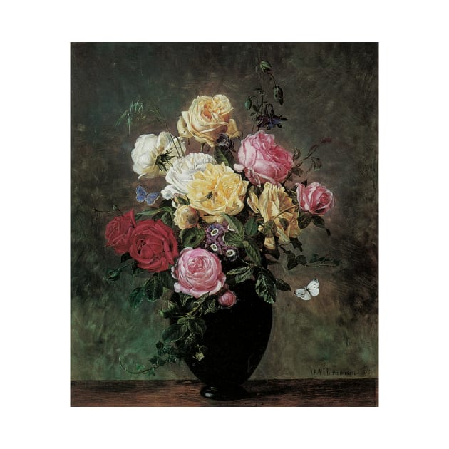 Still Life with Flowers in a Vase by Olaf August Hermansen by MasterpieceCafe