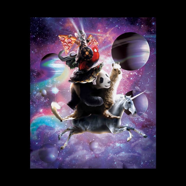 Cat Riding Chicken Turtle Panda Llama Unicorn by Random Galaxy