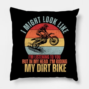 cool retro dirt bike for motocross bikers Pillow