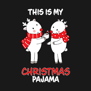 This Is My Christmas Pajama Reindeer Coffee Family Matching Christmas Pajama Costume Gift T-Shirt