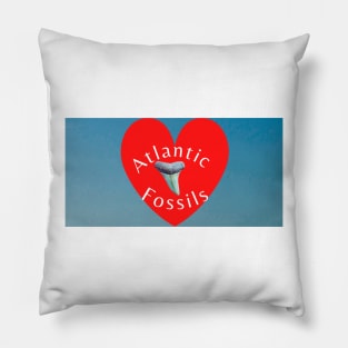 Red Heart Nautical Light Blue Atlantic Fossils Shark Tooth Print Pillow