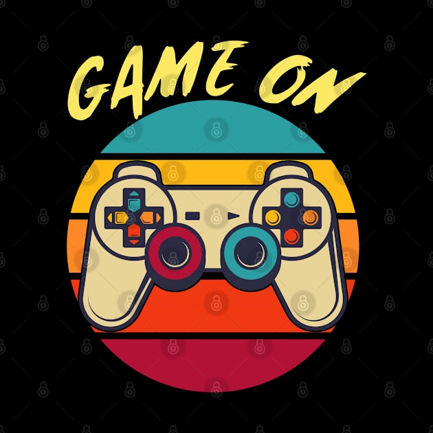 Game ON Vintage Retro Video Game Gaming Sunset by Grove Designs