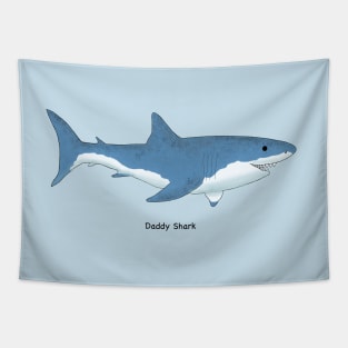 Daddy Shark Great White Shark Design Tapestry