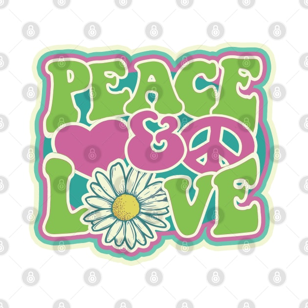 LOVE PEACE RETRO Style 1970s Color Blast Hippie Style by VogueTime