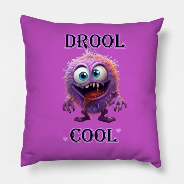 Drool Cool Furry Monster Pillow by TooplesArt