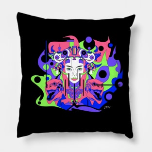 mad woman ecopop paninaro aesthetic wallpaper art of surreal pop art Pillow