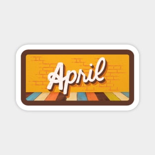 April Month Retro Text Magnet