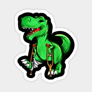 On crutches - cartoon TREX Magnet