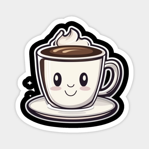 Happy cute coffee cup smiling Magnet by AhmedPrints